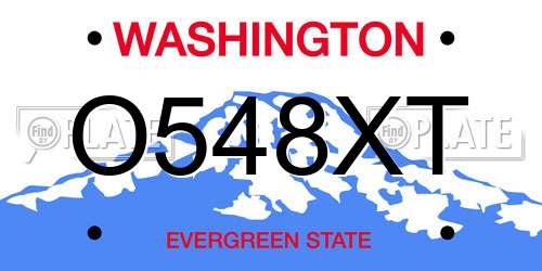 O548XT Washington License Plate
