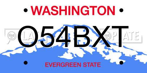 O54BXT Washington License Plate