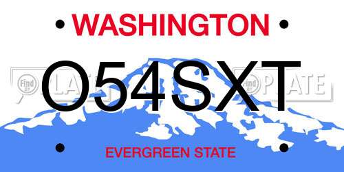 O54SXT Washington License Plate