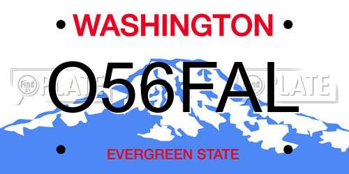 O56FAL Washington License Plate