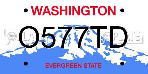 O577TD Washington License Plate