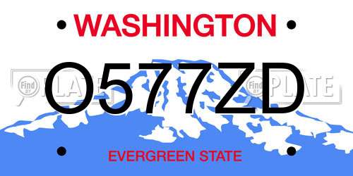 O577ZD Washington License Plate