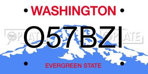 O57BZI Washington License Plate