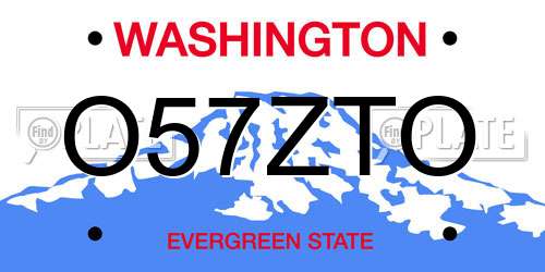 O57ZTO Washington License Plate