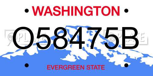 O58475B Washington License Plate