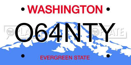 O64NTY Washington License Plate