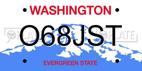O68JST Washington License Plate