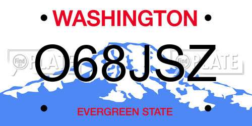 O68JSZ Washington License Plate