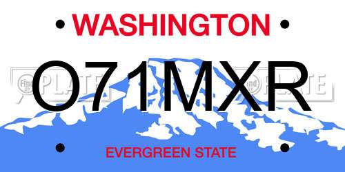 O71MXR Washington License Plate
