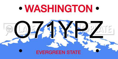 O71YPZ Washington License Plate