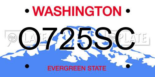 O725SC Washington License Plate