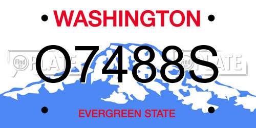 O7488S Washington License Plate