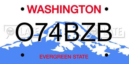 O74BZB Washington License Plate