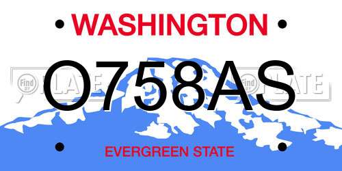 O758AS Washington License Plate