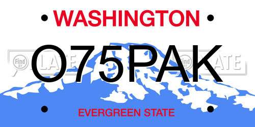 O75PAK Washington License Plate