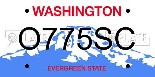 O775SC Washington License Plate