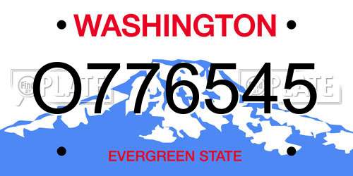 O776545 Washington License Plate