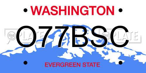 O77BSC Washington License Plate