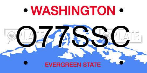 O77SSC Washington License Plate