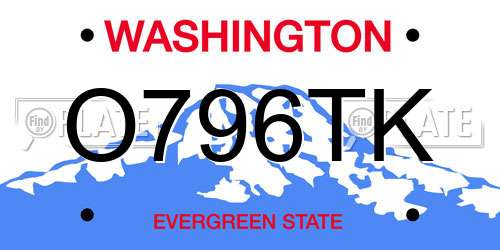 O796TK Washington License Plate
