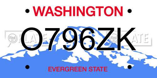 O796ZK Washington License Plate