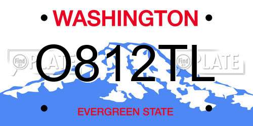 O812TL Washington License Plate