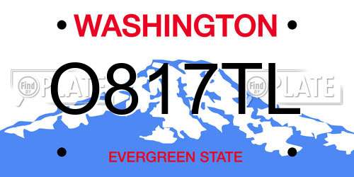 O817TL Washington License Plate