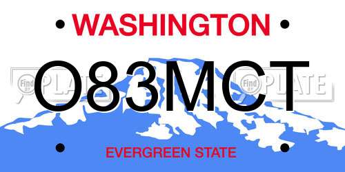 O83MCT Washington License Plate