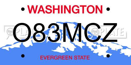 O83MCZ Washington License Plate