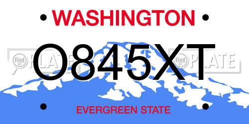 O845XT Washington License Plate