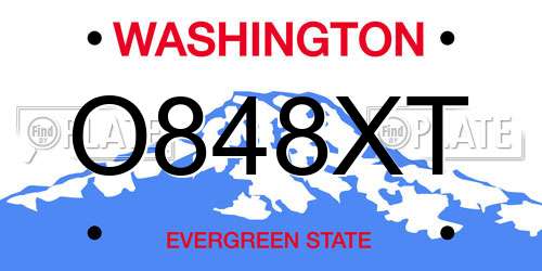 O848XT Washington License Plate