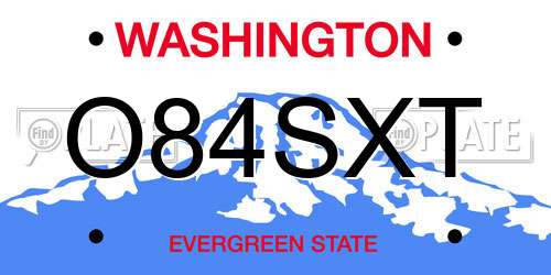 O84SXT Washington License Plate