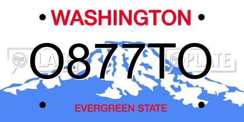 O877TO Washington License Plate
