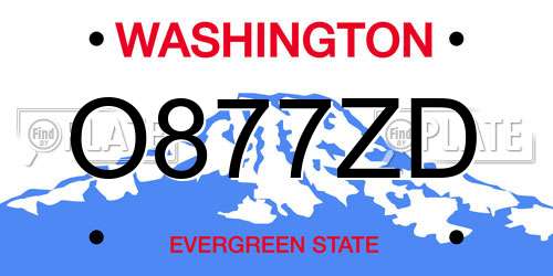 O877ZD Washington License Plate