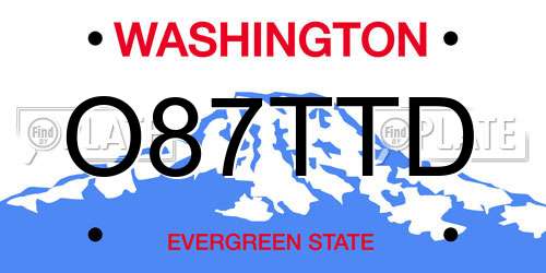 O87TTD Washington License Plate