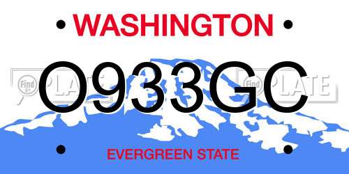 O933GC Washington License Plate