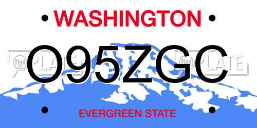 O95ZGC Washington License Plate