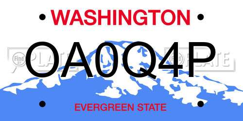 OA0Q4P Washington License Plate