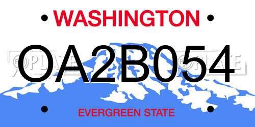 OA2B054 Washington License Plate