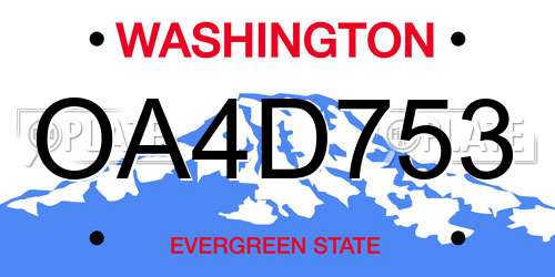 OA4D753 Washington License Plate