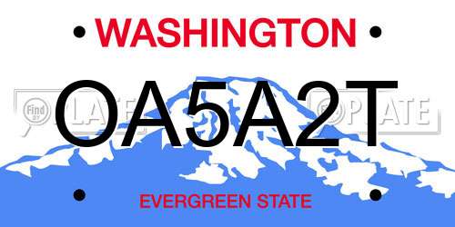 OA5A2T Washington License Plate