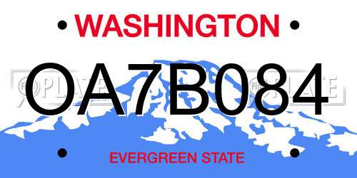 OA7B084 Washington License Plate