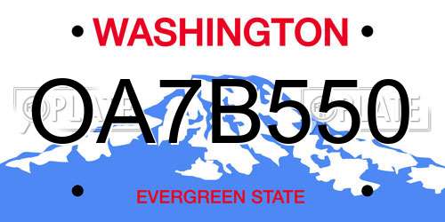 OA7B550 Washington License Plate