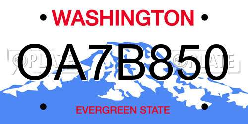 OA7B850 Washington License Plate