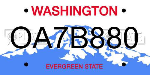 OA7B880 Washington License Plate