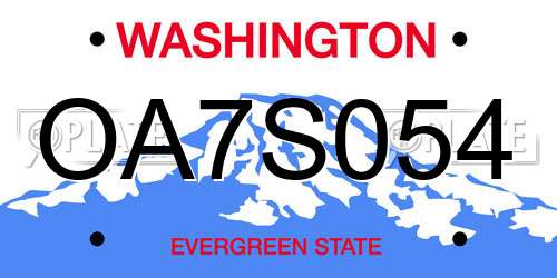 OA7S054 Washington License Plate