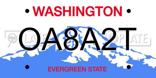 OA8A2T Washington License Plate