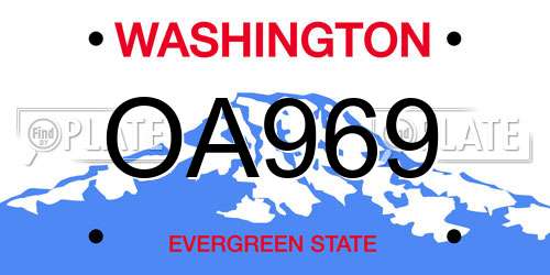 OA969 Washington License Plate