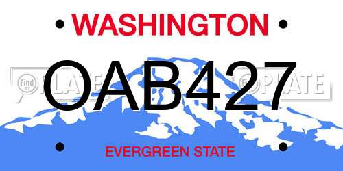 OAB427 Washington License Plate