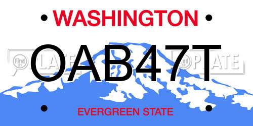 OAB47T Washington License Plate